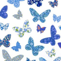 Seleção de tecidos de grama Liberty Tana pré-cortados borboletas azuis