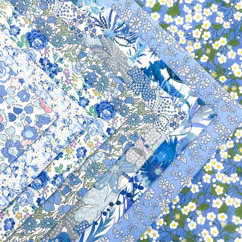 Pacchetto di tessuti Liberty blu | Cotone Prato Tana | Alice Carolina Ltd