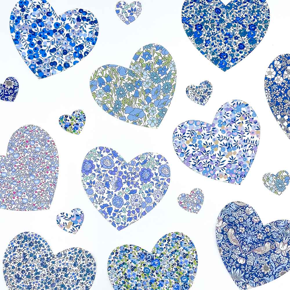 Pre-Cut Liberty Tana Lawn Fabrics Selection Blue Hearts
