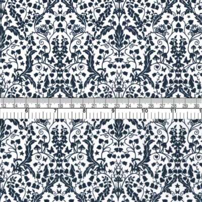 Navy And White Arts And Crafts Style Floral Print