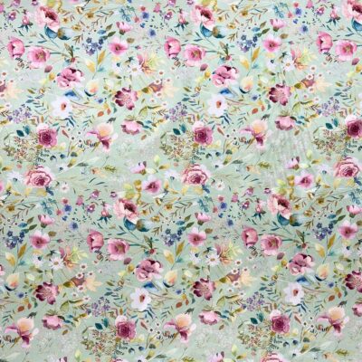 English Garden Pistachio Cotton Velvet Interiors Fabric