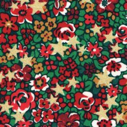 Tana Lawn Cotton In festive red green and gold floral