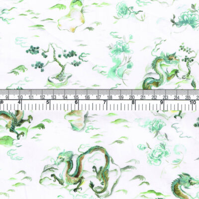 Green Zodiac Dragon Fabric