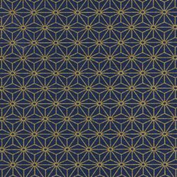 Minna Star de algodão estampado japonês azul marinho e dourado