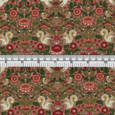 William Morris style fabric with woodland animals