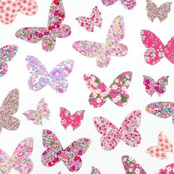 Vorgeschnittene Liberty Tana Lawn Fabrics Selection Rosa Schmetterlinge