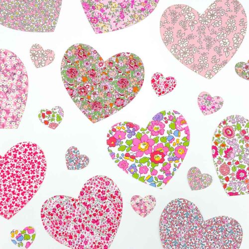 Pre-Cut Liberty Tana Lawn Fabrics Selection Pink Hearts