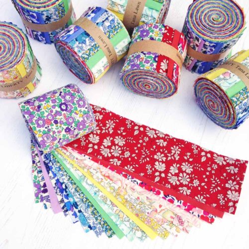 Liberty Fabric Jelly Roll - Plain and Printed Rainbow - Tana Lawn 20 Fabrics - Image 2