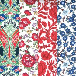 Liberty Tana Lawn Fabric Fat Quarter Bundle in Rot, Weiß und Blau