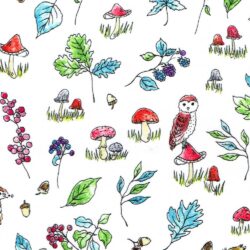 Bright Nature Colour Woodland Print Fabric