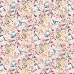 Rosa Baumwolle mit kleinen Vögeln