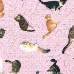 Lesley Anne Ivory Fabric Cats Playing With Yarn