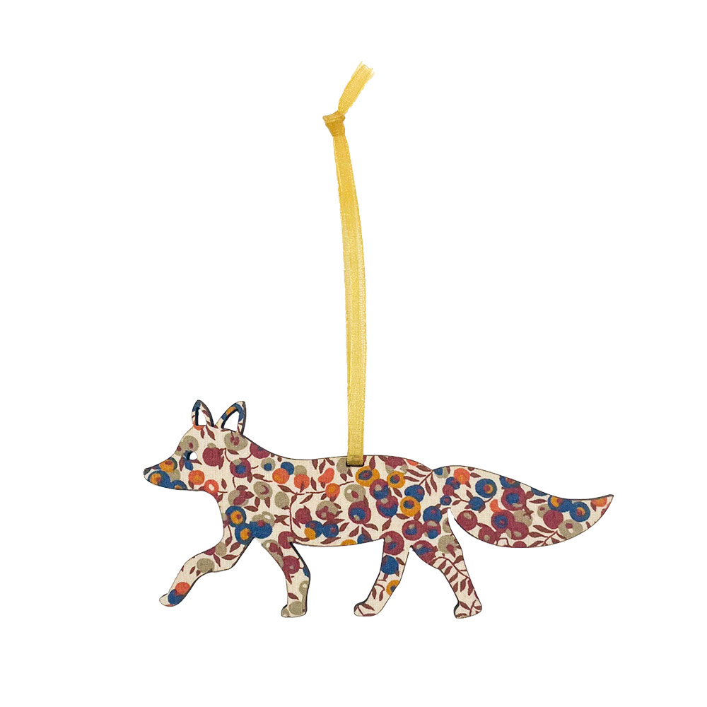 Liberty Fabric Covered Wooden Fox Decoration Alice Caroline Ltd