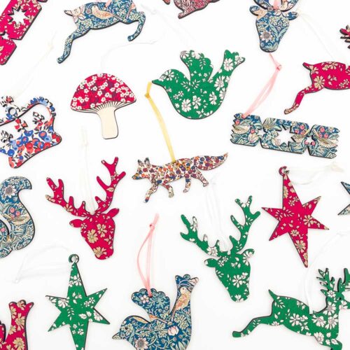 Liberty Covered Wooden Christmas Decorations From Artcuts