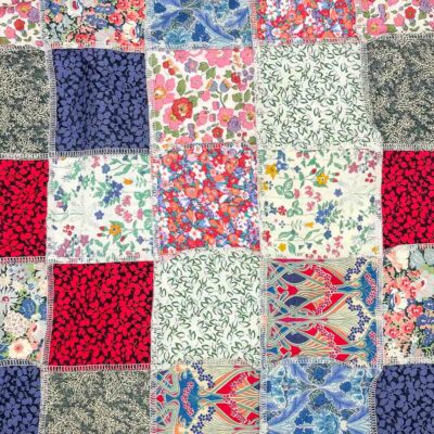 Red Blue Green Patchwork Fabric