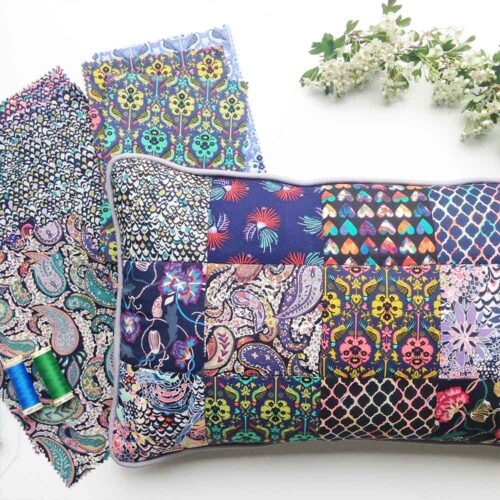 patchwork cushion made with small pieces