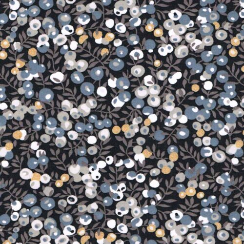 Liberty Fabric Metallic Black Wiltshire Print