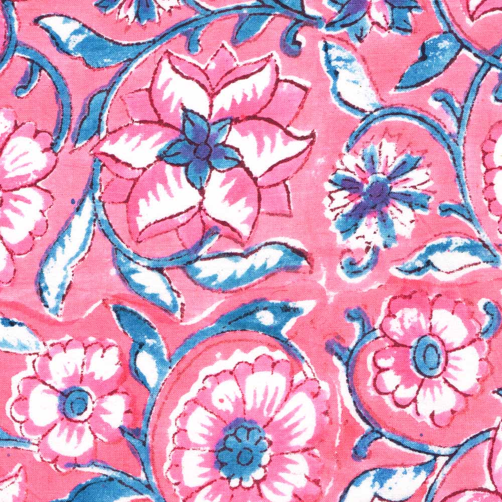 Indian Block Printed Cotton Stoff Lotus Pink - Alice Caroline - Liberty  stoff, mønstre, sett og mer - Liberty of London stoff online