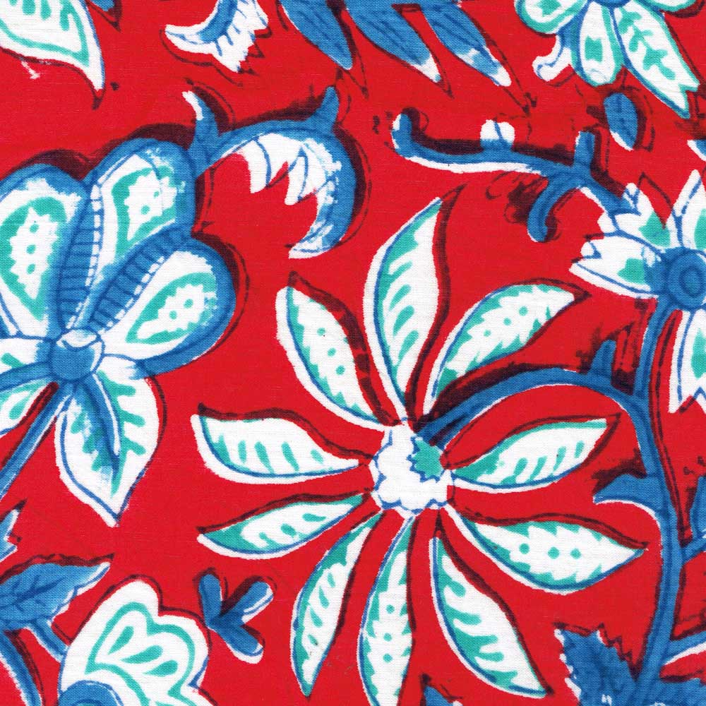 Indian Block Printed Cotton Fabric Kali Red - Alice Caroline - Ύφασμα  Liberty, σχέδια, κιτ και άλλα - Ύφασμα Liberty of London online